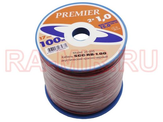 Акустический кабель красно-черный 2х1,0мм.кв (Cu+Al) APC-015, чёрно-красный/100м