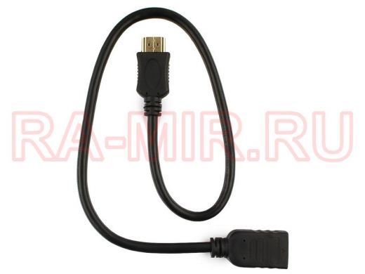 Удлинитель кабеля HDMI Cablexpert CC-HDMI4X-0.5M, 0.5м, v2.0, 19M/19F, черный, позол.разъемы, экран,