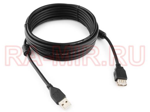 Кабель-удлинитель USB AM/AF  4.5м Pro Cablexpert CCF2-USB2-AMAF-15, USB2.0, экран,2фер.кольца,черны