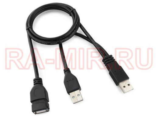 Кабель удлинитель USB2.0 Pro Cablexpert CCP-USB22-AMAF-3, 2xAM/AF, 90cм, экран, черный CCP-USB22-AMA