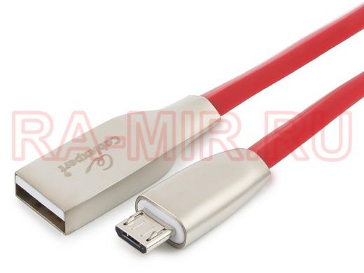 Кабель микро USB (AM/microBM)  1.0 м Cablexpert CC-G-mUSB01R-1M, USB 2.0 , серия Gold, красный