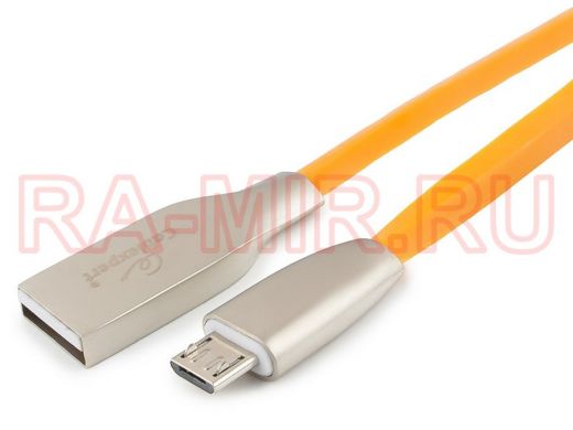 Кабель микро USB (AM/microBM)  1.0 м Cablexpert CC-G-mUSB01O-1M,серия Gold,  оранжевый, блистер