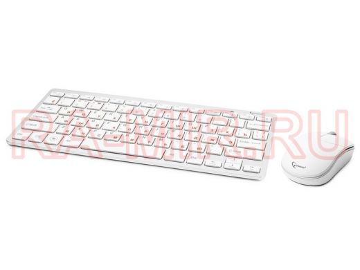 Беспроводной комплект клавиатура+мышь Gembird KBS-7001, 2.4ГГц, серебристый/белый