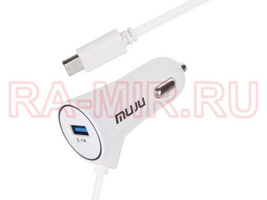 ЗУ в прикуриватель на 1 гнездо USB + Type-C кабель MUJU MJ- C09 1 выход USB 5V / 3.1A