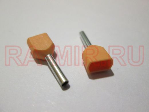 Наконечник штыревой втулочный изолированный 2 x 0.5mm IEK НГИ2 0,5-08 UTE10-D1-08-100 (100шт) за 1шт