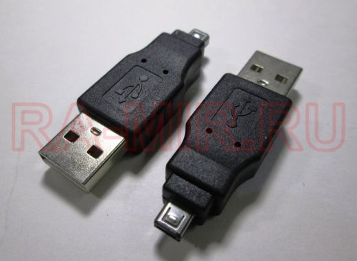 переходник USB-A штекер -miniUSB-B 4P штекер