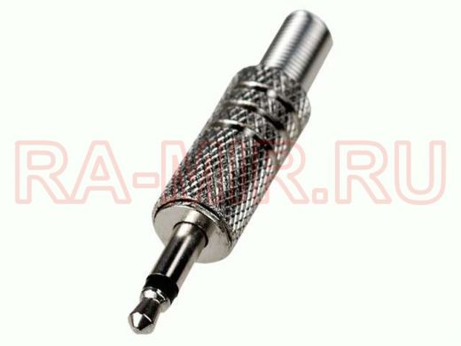 Разъем аудио 3,5мм штекер (моно металл "nikel") на кабель