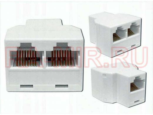 Переходник RJ45 (гн 8P8C/RJ45 - 2 гн 8P8C/RJ45) (1-1, 2-2,..прямой)