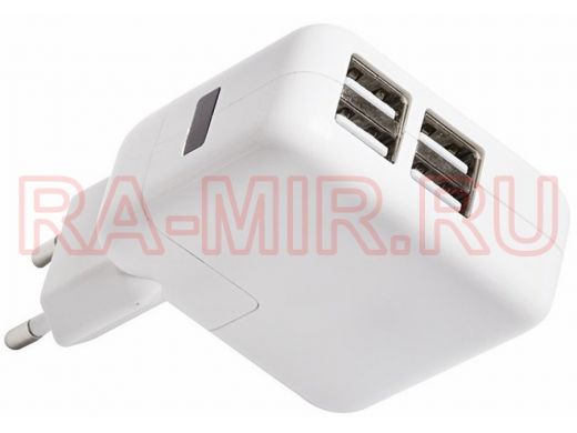 Зарядное устройство 4xUSB  REXANT переходник+адаптер (5V, 2 выхода x 2100mA и 2 выхода x 1000mA)