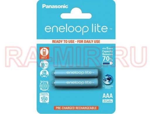 Аккумулятор  ААА  550 mAh 1,2В  Panasonic Eneloop lite BK-4LCCE/2BE  BL-2 (цена за 1 элемент)