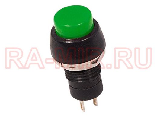 Выключатель-кнопка  250V 1А (2с) (ON)-OFF  Б/Фикс  зеленая  Micro  REXANT