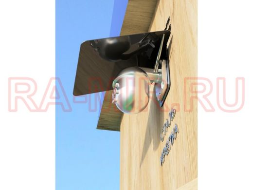 Кронштейн-козырёк для камеры "POHER-216825" 24х27см, сталь 2 мм, разборный, угол 70гр, черный
