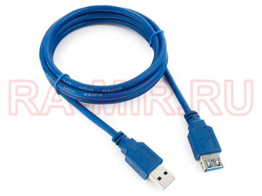 Кабель-удлинитель USB AM/AF  1.8м Pro Cablexpert CCP-USB3-AMAF-6, USB3.0, экран,синий,пакет