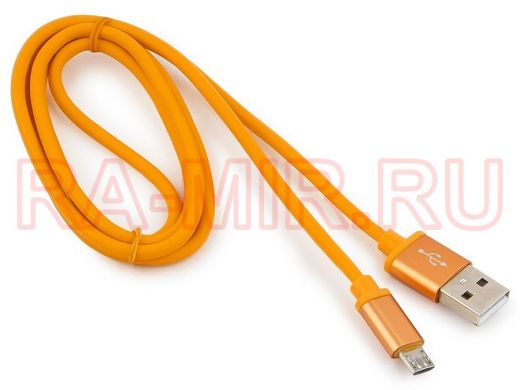 Кабель микро USB (AM/microBM)  1.0 м Cablexpert CC-S-mUSB01O-1M, USB 2.0, серия Silver,оранжевый