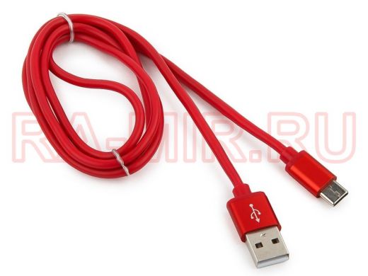 Шнур USB / Type-C Cablexpert CC-S-USBC01R-1M, AM/Type-C,серия Silver, длина 1м,красный,блистер, 2,0