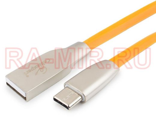 Шнур USB / Type-C Cablexpert CC-G-USBC01O-1M, AM/Type-C, серия Gold, длина 1м, оранжевый, блистер