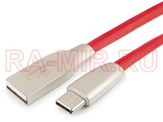 Шнур USB / Type-C Cablexpert CC-G-USBC01R-1M, AM/Type-C, серия Gold, длина 1м, красный, блистер, 2,0