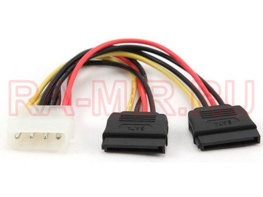 Кабель питания SATA Cablexpert CC-SATA-PSY-0.3M, 30см, molex 4pin/2x sata15pin, на 2 устр., пакет CC