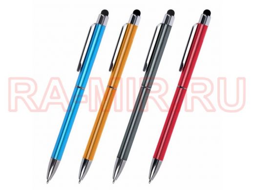 Ручка-стилус для смартфонов/планшетов "BR-75192", СИНЯЯ, корп.ассорти, серебр.детали, линия 1мм