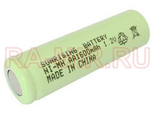 Аккумулятор AA 1600 mAh 1,2В  SUNRISING Ni-Mh 1.2 В AA 1600 мАч, плоский пллюс. контакт