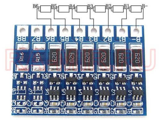 Плата балансировки для Li-ion батарей до 6-ячеек