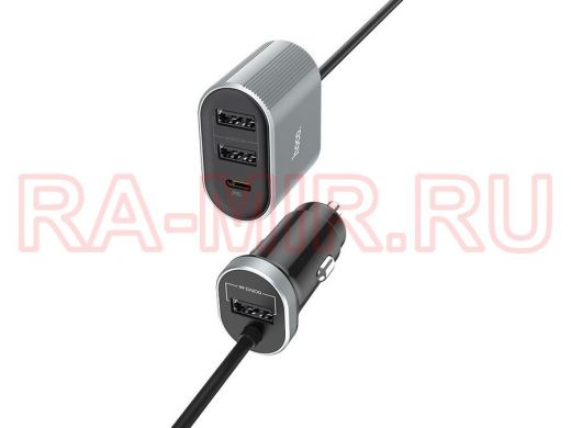 Автомобильный адаптер HOCO Z35 Серый (QC3.0,2400mA,5V) USB+TypeC