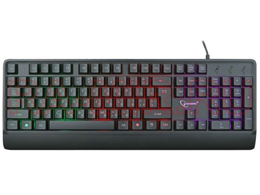 Клавиатура проводная Gembird KB-220L, USB,черный,104 клавиши,подсветка Rainbow,кабель 1.5м