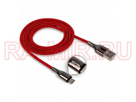Кабель микро USB (AM/microBM)  Walker C930, индикатор, быстрый заряд, 3.1А, красный