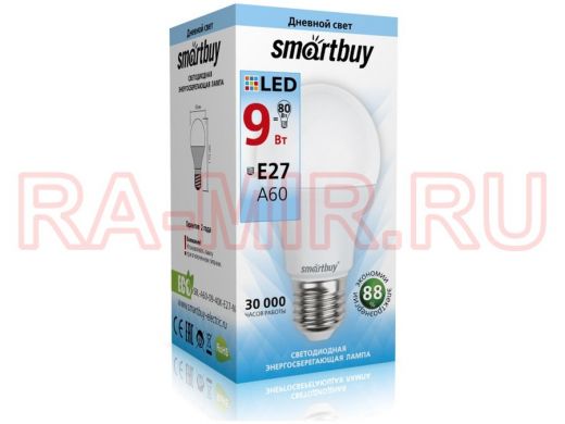 Светодиодная лампа A60 Е27  9W 4000K  Smartbuy-A60-09W/4000/E27