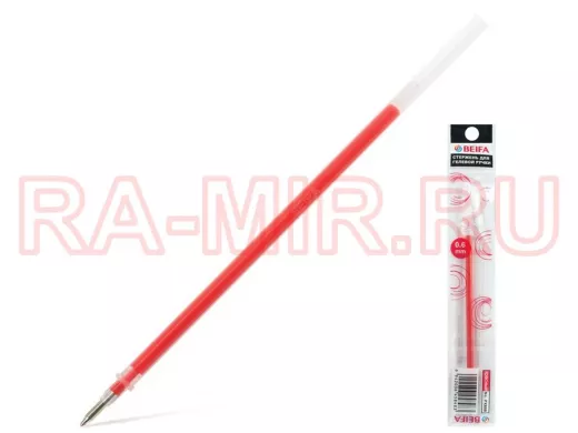 Стержень гелевый "BR-100966" , 135 мм, КРАСНЫЙ, 0,8 мм, линия письма 0,6 мм, подвес