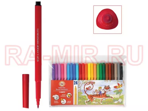 Фломастеры "BR-101267", 24 цвета, смываемые, трехгранные, пластиковая упаковка, европодвес