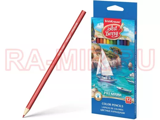 Карандаши цветные "BR-101541" "Artberry" Premium, 12 цветов, шестигранные, заточенные, европодвес,