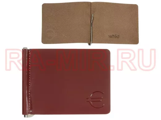 Зажим для купюр BEFLER "Classic", натуральная кожа, тисненение, 105х86 мм, коньяк, Z.7.-1