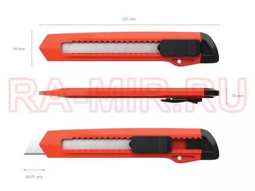 Нож канцелярский 18 мм "IQKANC 108206", автофиксатор, корпуса в ассортименте, подвес