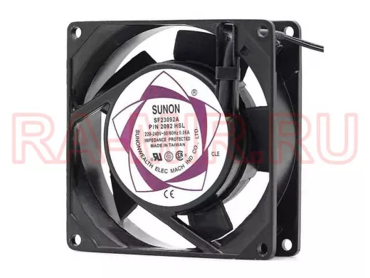 Вентилятор  220В;   92х92х25мм;   SUNON SF23092A, "VNT-113781" P/N2092HSL скорость:2750 об/мин, 13Вт