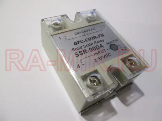 Твёрдотельное реле SSR-90DA  24...380В,90А,250В;  управление от постоянного напряжения 3...32В