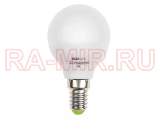 Светодиодная лампа E14 5W 4000K G45 400Lm, аналог 40Вт, JazzWay PLED-ECO