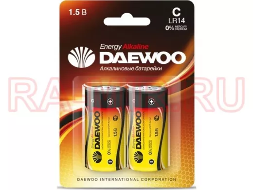 Батарейка (элемент питания) LR14  Daewoo Energy Alkaline BL-2 (цена за 1 элемент)