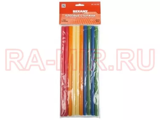 Клеевые стержни, диаметр 11,3мм, длина 270мм, Цветной, REXANT  цена за 1 стержень