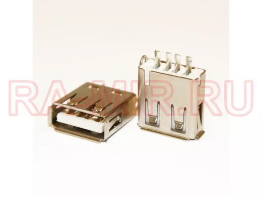 Разъём компьют: гнездо USB-ASM (DS1098-B) на плату (выводы параллельно плоскости)