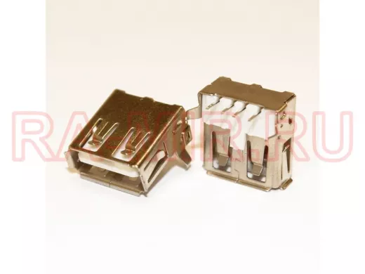 Разъём компьют: гнездо USB-A на плату, USBA-1J (выв. перпендик. плоскости) 107757