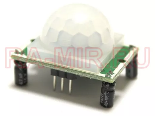Датчик движения ИК HC-SR501 "EM-515" (BISS0001, Uпит: 5..20V, дальность: 3..7м, задержка: 5..300с)