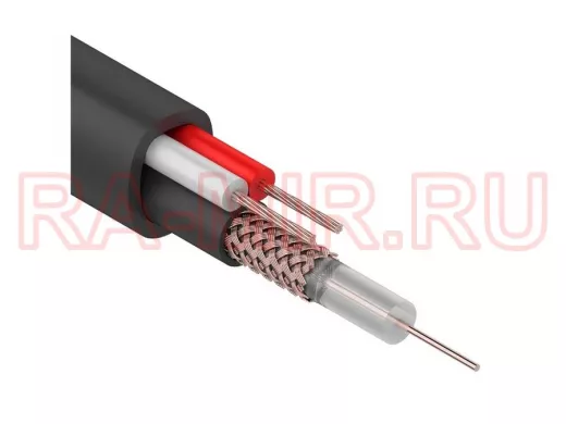 Кабель видеонаблюдения KBK-П- 2x0,75, 200м. , черный OUTDOOR REXANT