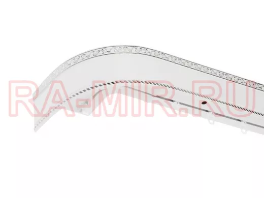 160см карниз ЕСЕНИН СЕРЕБРО 3х рядный с декор. планкой 70мм БЕЛЫЙ ГЛЯНЕЦ. в инд. уп. ультракомпакт