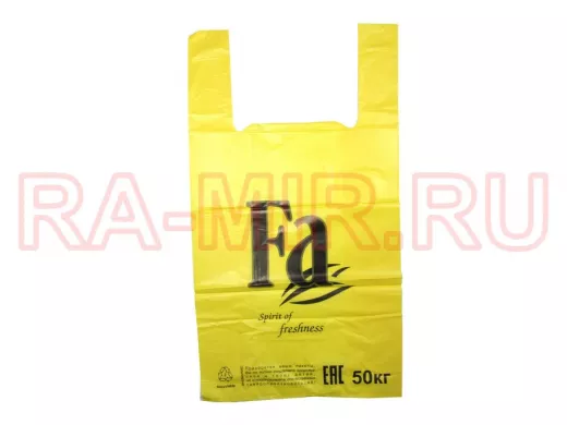 Пакет майка ПНД 30х16х57 30мкм FA жёлтая (200шт./уп) (цена за 1шт)