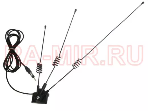 "FIX-155P" BLACK автомобильная  желобковая антенна для автомагнитолы, диапазон FM,УКВ,чёрные пружины