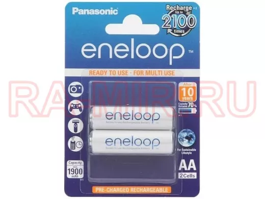Аккумулятор AA 1900 mAh 1,2В Panasonic Eneloop Pro BK-3MCCE/2BE BL-2  (цена за 1 элемент)