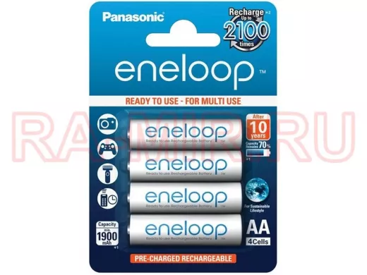 Аккумулятор AA 1900 mAh 1,2В  Panasonic Eneloop Pro BK-3MCCE/2BE BL-4  (цена за 1 элемент)