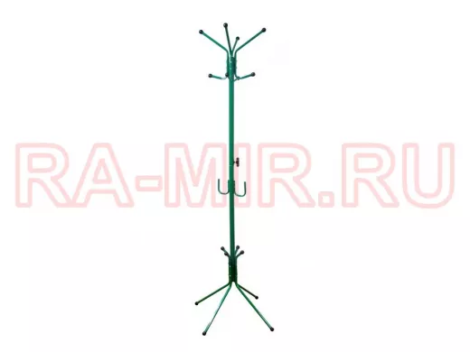 Вешалка напольная "VENAP-3 NATURE" ЗЕЛЁНЫЙ разборная 8 крючков сверху и 2 крючка под сумки