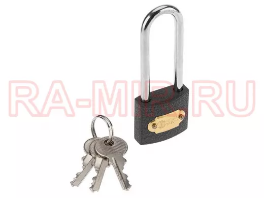 Навесной замок 32 мм чугун длинная дужка "Четыре Сезона" 79-0023